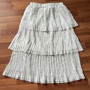 White  and grey polka dot skirt